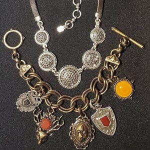 Lucky Brand Marcasite Necklace and Charm Bracelet